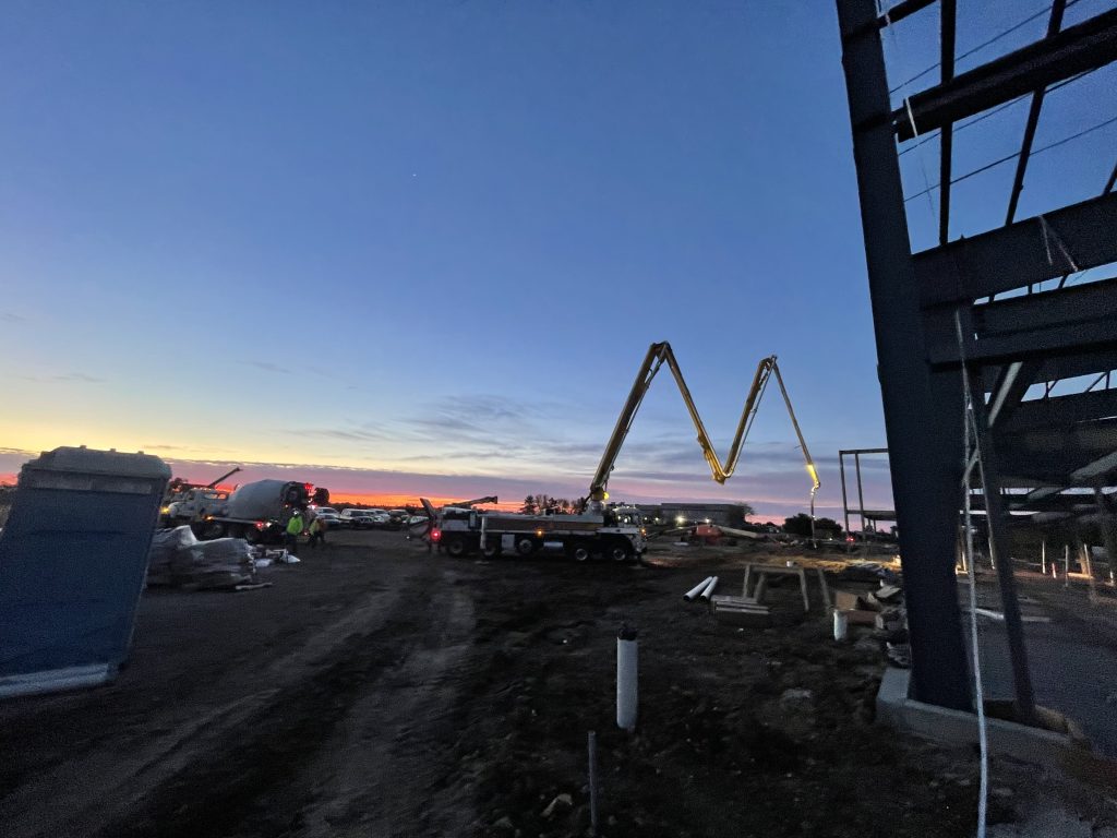 Slab on grade pour